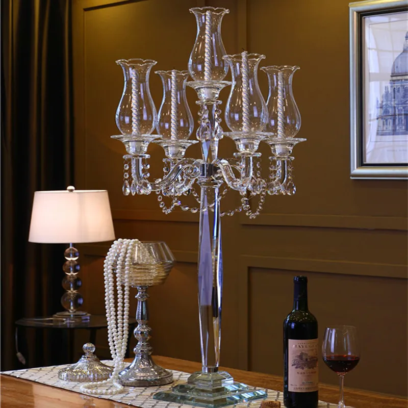 102cm Crystal Candelabra for Wedding Centerpieces with cylinder