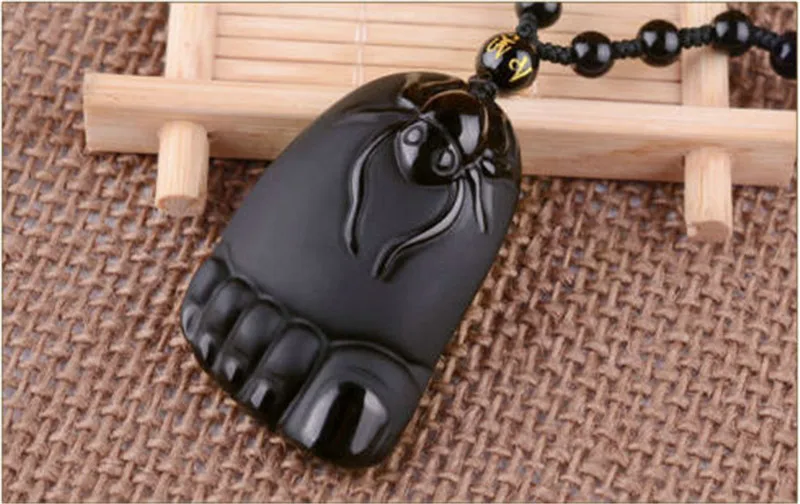 Obsidian Black Jade Agate Pendant spider foot Contentment happiness
