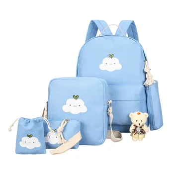 

Printing Student Bag For Girl Canvas Backpack 4pcs/set Cartoon Cute School Children Casual Student Backpack Schoolbags WBS467