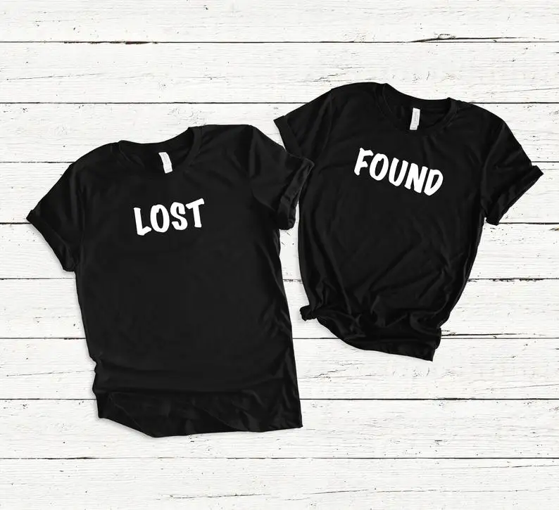 Skuggnas Lost and Found футболка для пары милый его и ее рубашки для мальчиков соответствующие рубашки мальчиков свадебный подарок юбилей пару Одежда