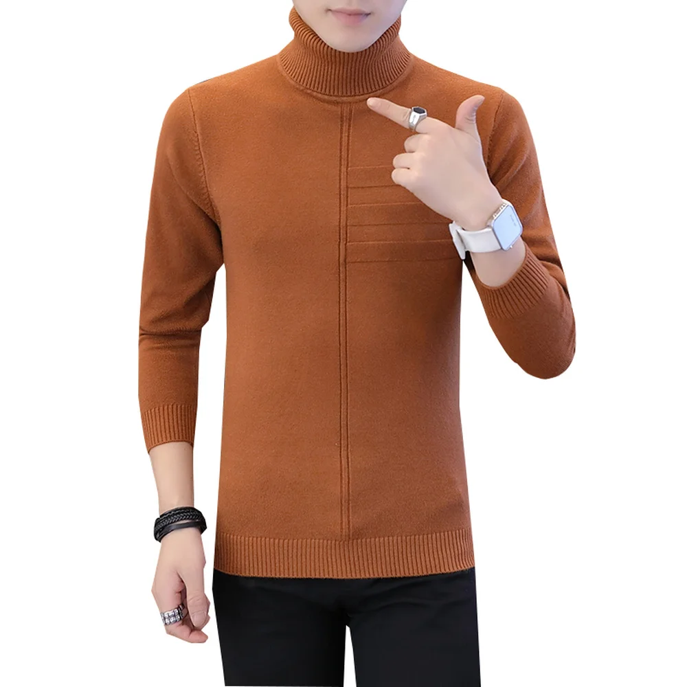 

New Autumn Winter Thick Warm Sweater Men Turtleneck Sweaters Casual Slim Fit Pullover pure color Thick Warm Male Knitwear