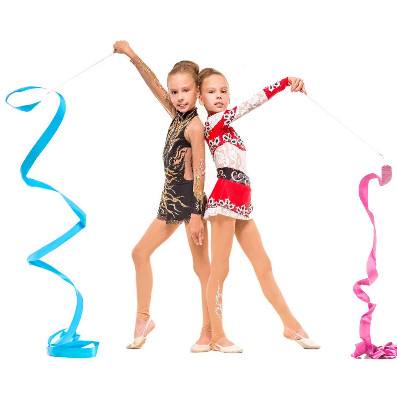 Zrong 2M/4M Colorful Gym Dance Rhythmic Art Gymnastic Ribbons Ballet Streamer Twirling Rod Stick for Training