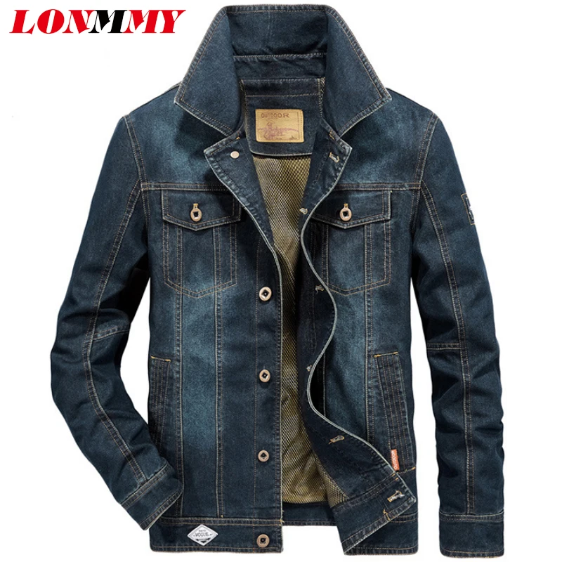 

LONMMY 6XL Jeans jacket men streetwear Outerwear bomber Mens jackets and coats Denim jacket men clothes 2019 jaquetas masculina