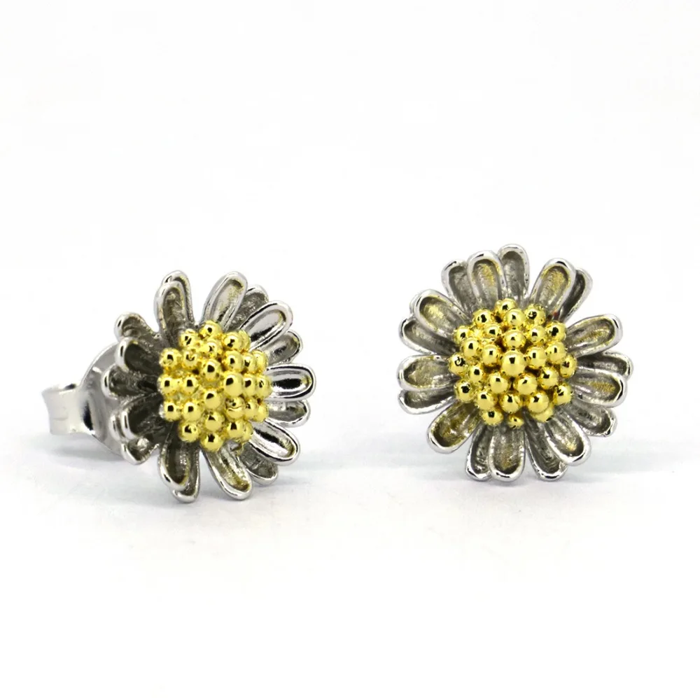 Wellmade Solid 925 Sterling Silver Daisy Stud Earring - Stud Earrings ...