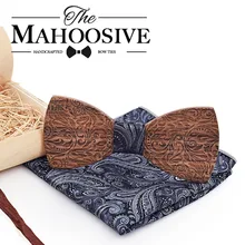 Деревянный мужской галстук-бабочка, деревянный галстук для шеи, набор для мужчин, галстук для костюма, платок, запонки, галстуки для мужчин, свадебные, Vestidos Corbatas