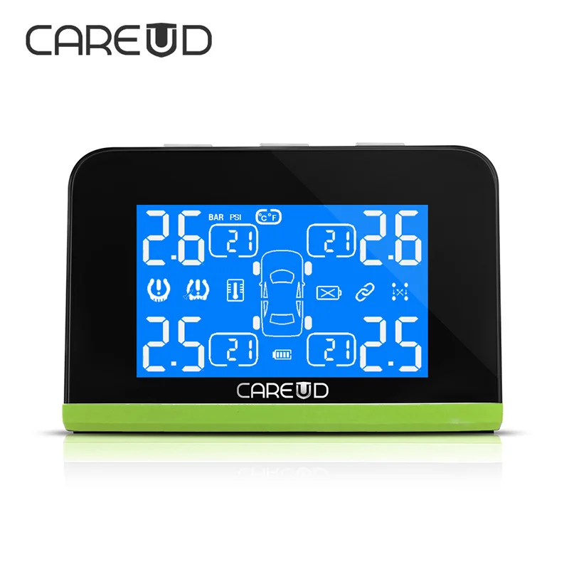 CAREUD TPMS Солнечный универсальный индикатор давления в шинах 4 внешних датчика