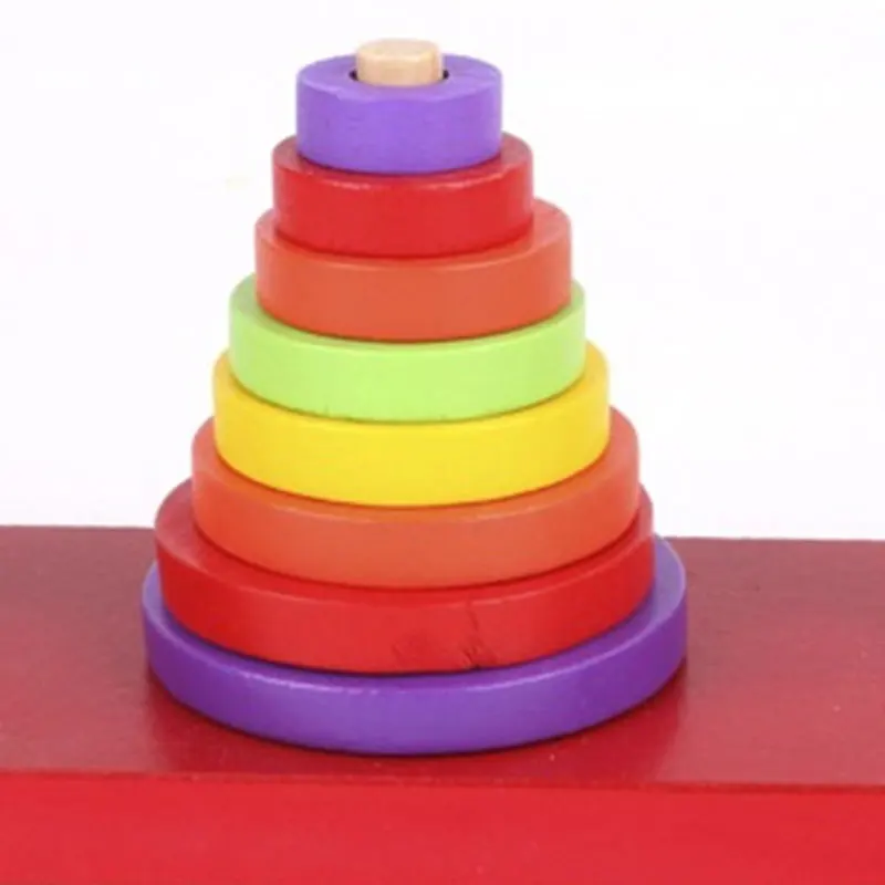 

Colorful Wooden Hanoi Tower Puzzle Toy Brain Teaser Educational For Children