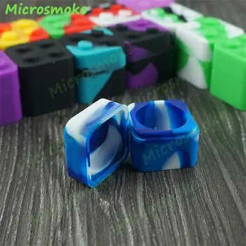 

wholesale 11ml Square 100% food grade silicone plastic storage container 22g 3*3*3cm jar dab wax oil non-stick container