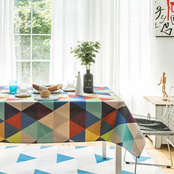 

Nordic minimalist modern rectangular table cloth cloth cotton and linen geometric tea table cloth ins table mat color square tab