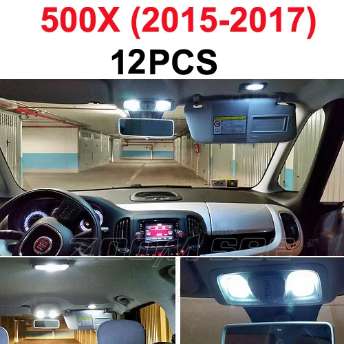 Чудесный Белый светодиодный купольный светильник без ошибок, комплект лампочек для Fiat 500 500L 500X 500E 500C, лампа для чтения карт(2007 - Испускаемый цвет: 500X (15-18) - 12PCS