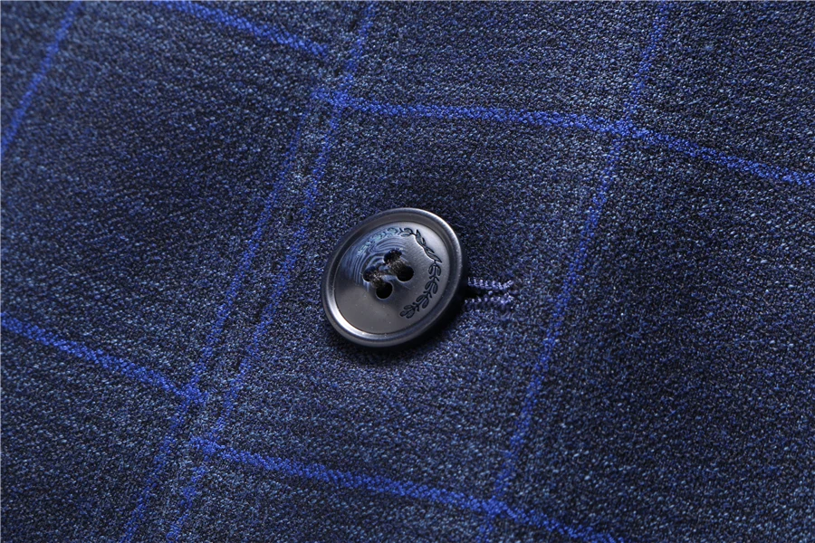 Темно-Королевский синий клетчатый блейзер Мужской стильные мужские пиджаки Формальные Slim Fit человек Повседневный Блейзер Куртка 5XL