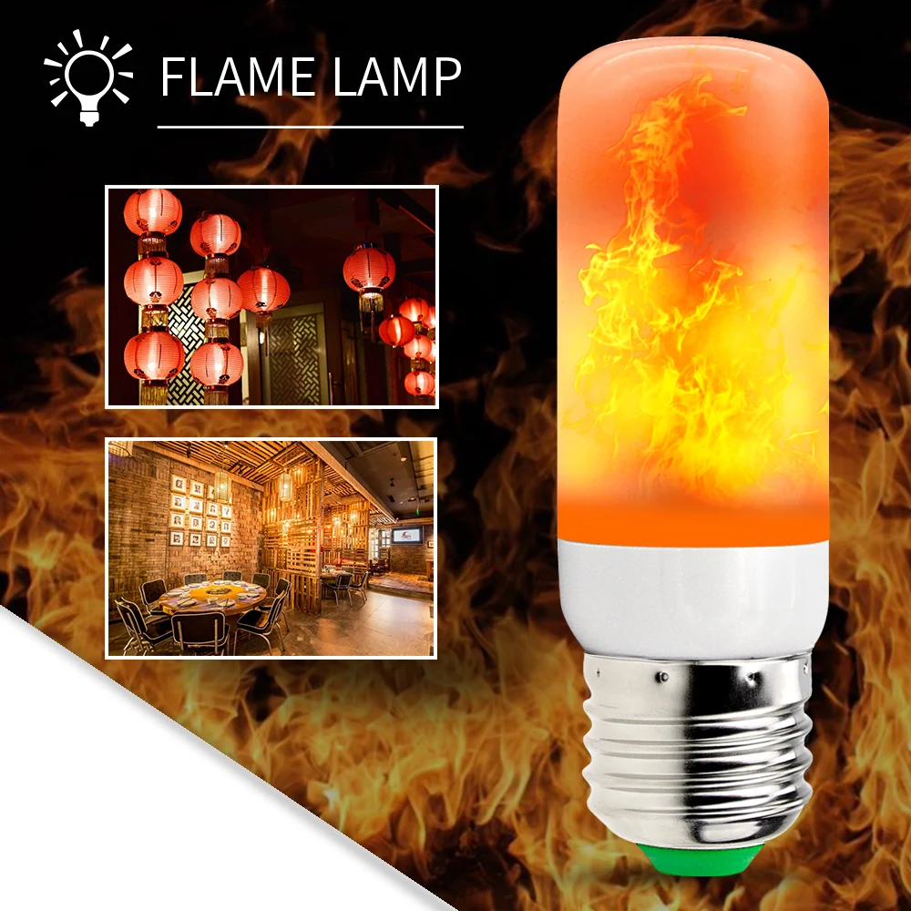 

Fire Bulb LED Candle Lamp E27 LED Flame Effect Fairy Lights 220V Christmas Led Light Vintage Atmosphere Holiday Lighting SMD2835