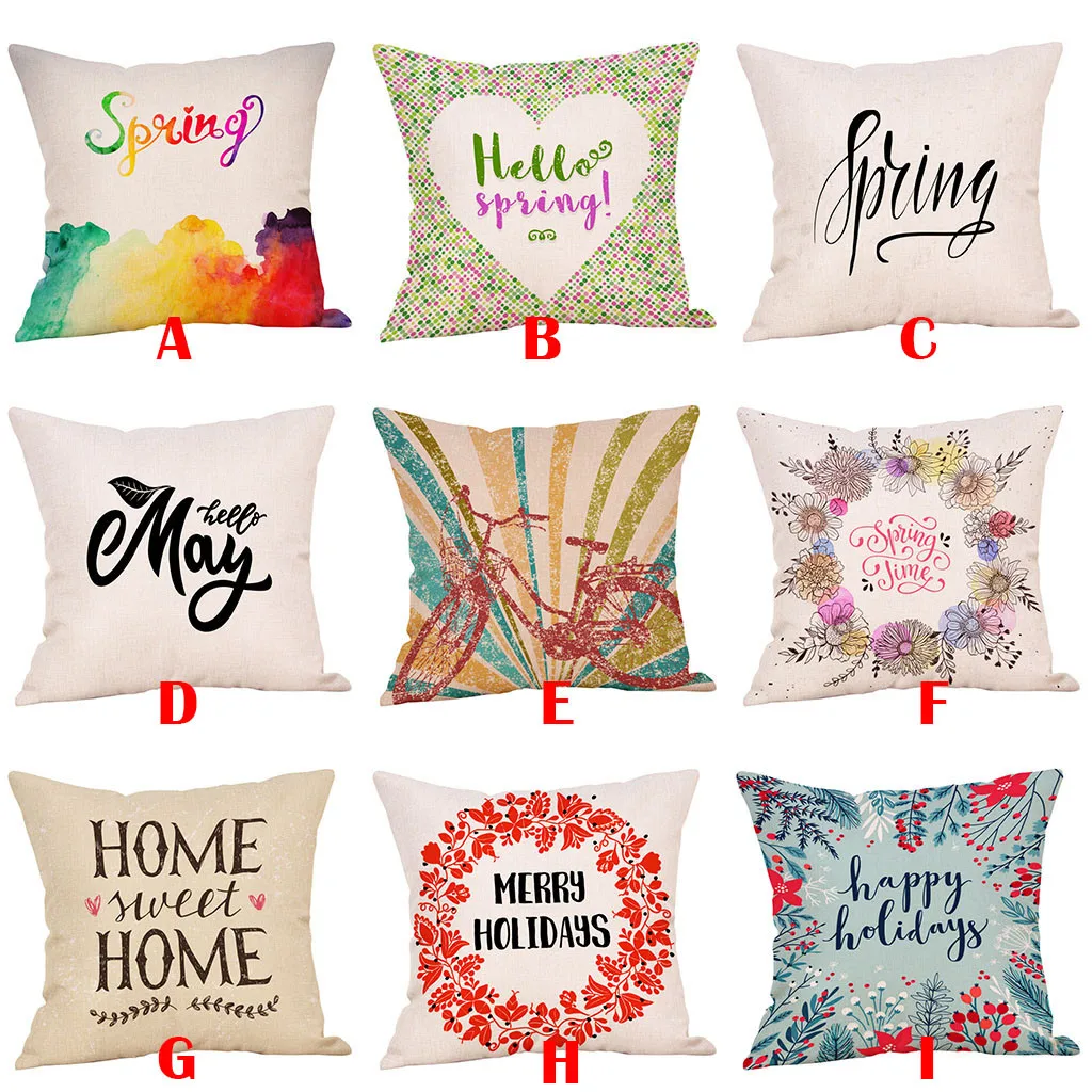 

2019 Spring Flower Pillow Case Square Pillow Cover Sofa Waist Cushion Cover Home Decor Housse de Coussin Pillowcases Cojines
