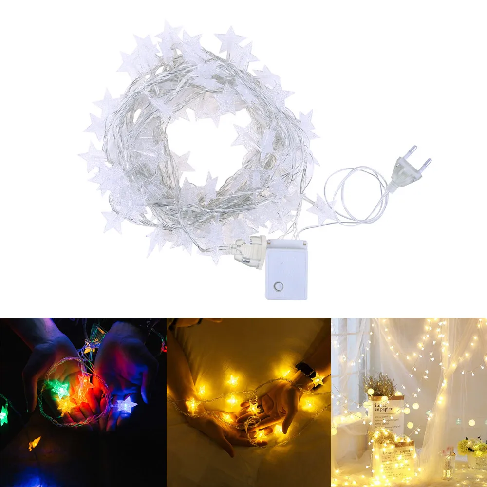 100LED Curtain Light led String with USB Remote Control Copper Window fairy Indoor Room Decoration Lantern Star | Освещение