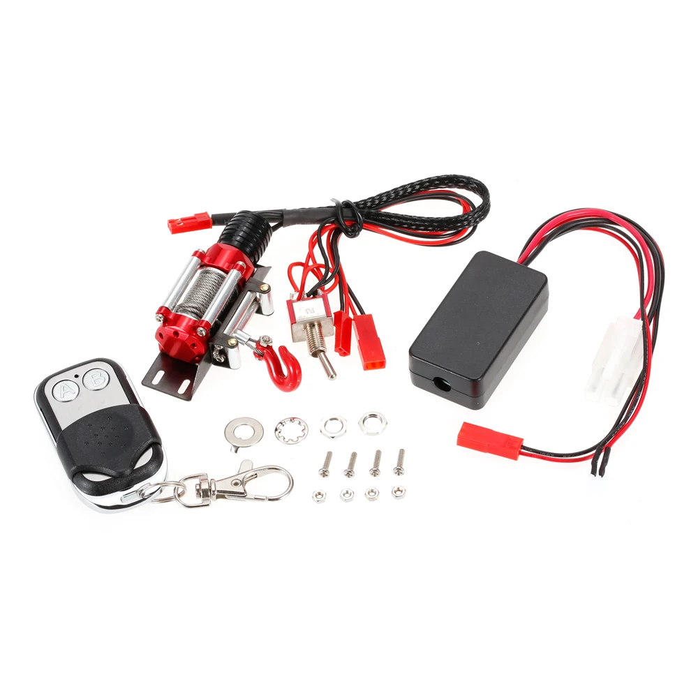 Metal Steel Wired Automatic Simulated Winch with Remote Controller for 110 CC01 Axial SCX10 RC4WD D90 RC Rock Crawler Car (13)