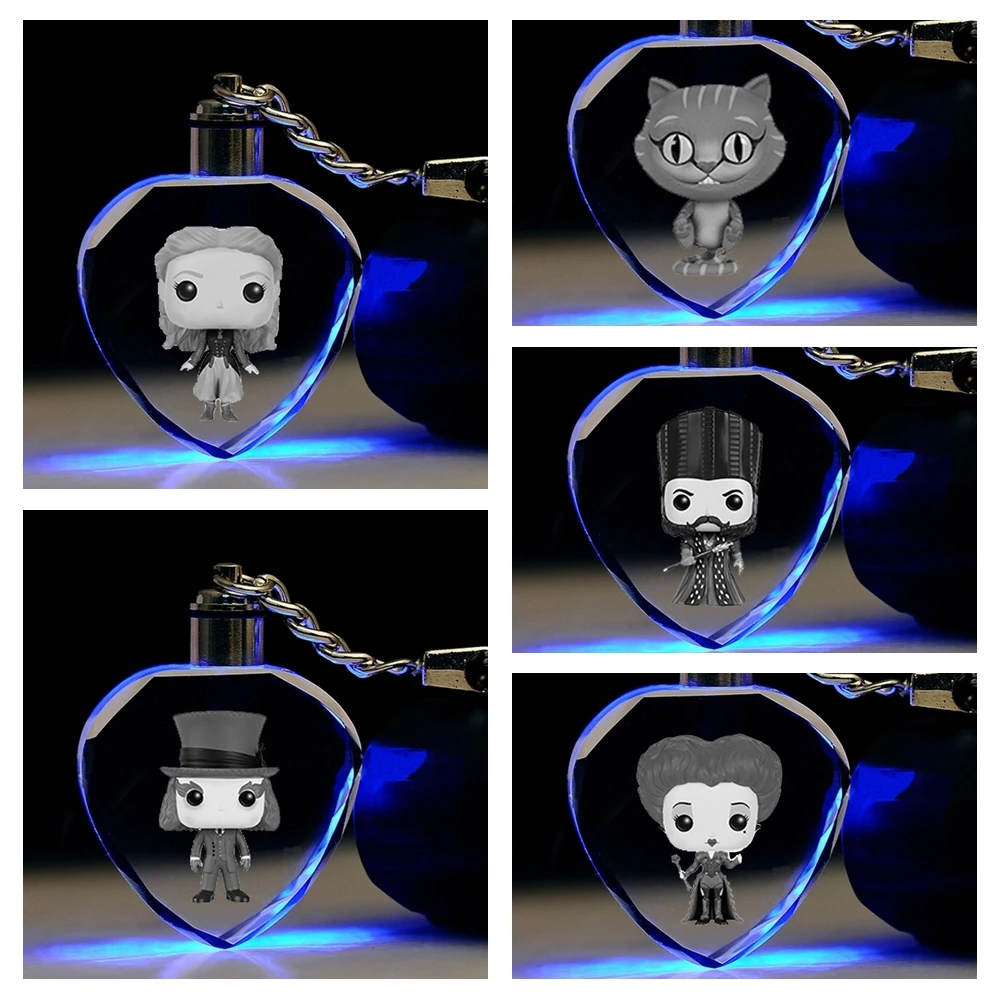 

Alice in Wonderland Heart shaped Anime LED Key Chains Figure Keyring Crystal Toy Keychain Light Keyholder Unisex Gifts NEW