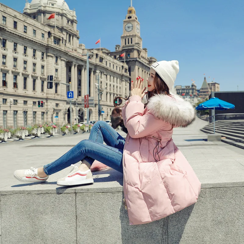 Winter Parka Women's White Long Winter Coat Loose Hooded Cotton Coats Women Parkas Winter Jackets 2018 New LZ986 (3)