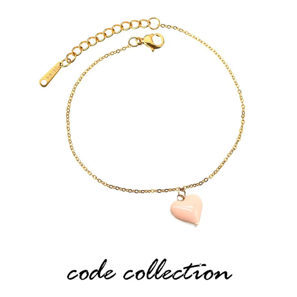 2pcs/set Enamel Small Love Link Chain Bracelets For Women Friendship Charm Bangles Jewelry Accessories | Украшения и аксессуары