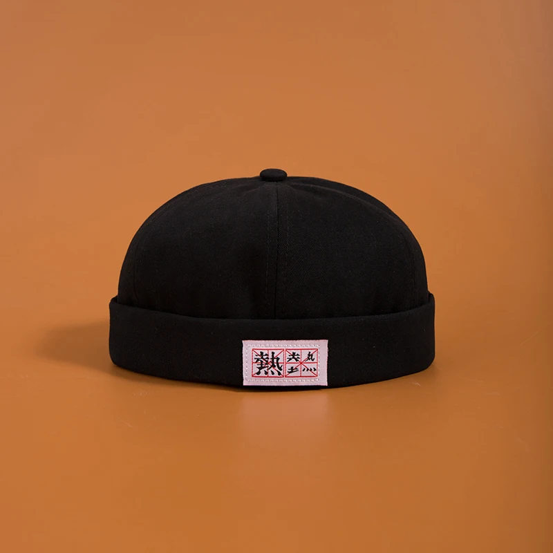 

Embroidery Hot Chinese characters Men Women Skullcap Hat Cap Casual Docker Sailor Mechanic Brimless Solid Color Gorro Mujer Cap