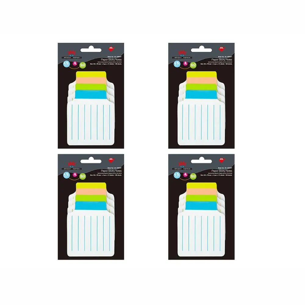 4A Divider Sticky Notes,Note Tabs,3 3/8 x 2 3/4 Inches,White Paper,Lined,Self-Stick Notes,60 Sheets/Pakcs,4 Packs,4A 40607x4