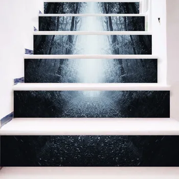 

Fog Forests Stair Sticker Mysterious Woods DIY 3D Stairway Sticker for Home Decor Large Staircase Wall Sticker