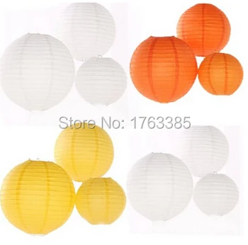 

36 Pack Mixed Sizes White Yellow Orange Paper Lantern Lampshade for Wedding Centerpiece Birthday Party Garden Home Decoration
