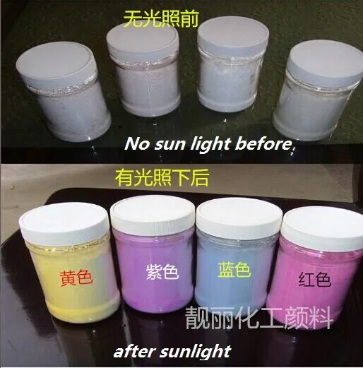 

1lot=4colors,20gram per color Free shipping photochromic pigment nail polish powder ,sunlight sensitive pigment,Acrylic paint