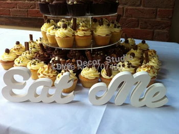 

Handpainted Freestanding Script Letters - Eat Me - Wedding Table Decoration - 15cm