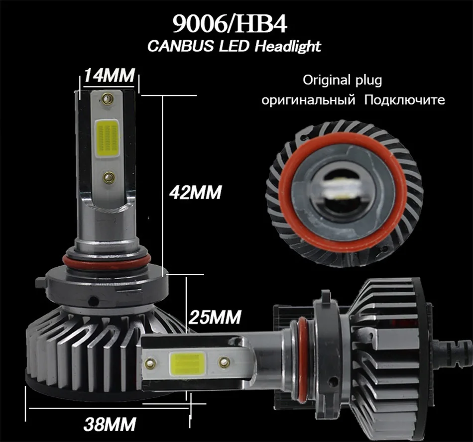 Yamyff H4 светодиодный H7 светодиодный H11 Canbus LED головные фары лампы Автомобильные фары 4300K 8000K 6500K 3000K H3 H1 HB3 9005 9006 880 H27 12V Авто противотуманных фар