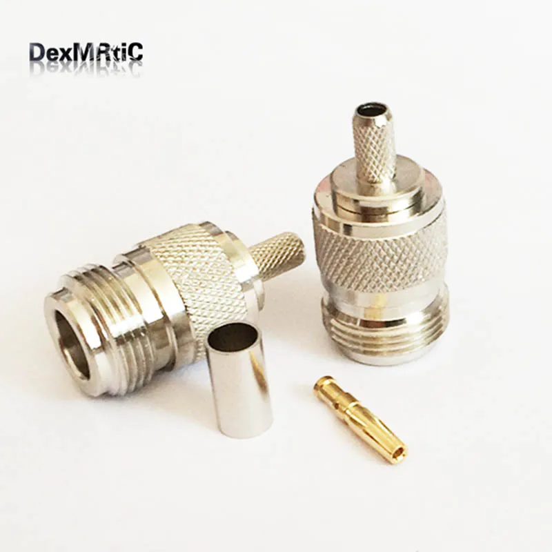 10 шт. разъем Jack N коаксиальный РЧ-разъем обжимной RG58, RG142, RG400, LMR195 прямой, никелированный Новинка
