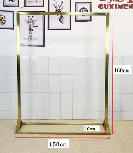 Нержавеющая сталь Золотая рамка дисплея в посадочной стороне вешалки высокого класса магазин одежды женской одежды магазин - Цвет: 2