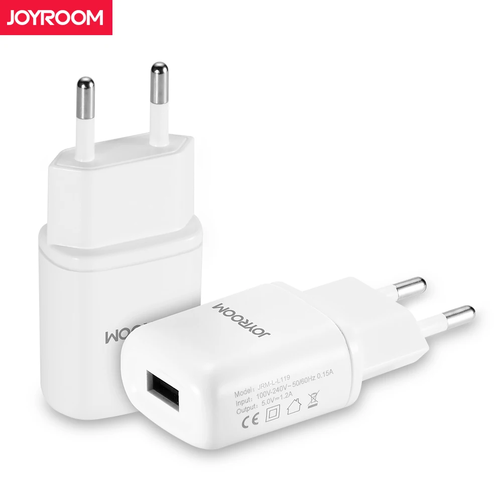 Goedkoop Joyroom EU Plug Smartphone Reizen USB Lader Voor iPhone X 8 7 Plus Xiaomi Huawei LG Universal USB Charger Adapter 5 V 1.2A
