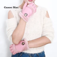 Перчатки из натурального меха, женские зимние теплые перчатки, лучший подарок, флисовые кожаные теплые перчатки для девушек