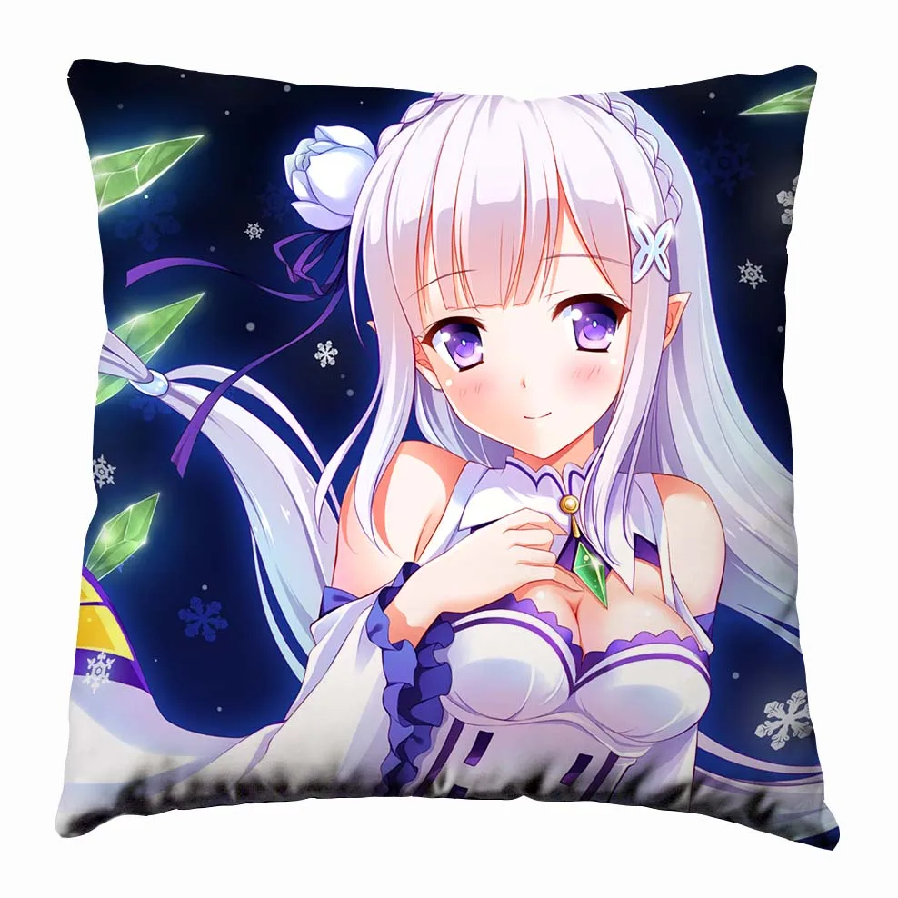 Аниме Манга Re Zero kara Hajimeru Isekai Seikatsu подушка 40x40 см наволочка сиденье постельные принадлежности Подушка 010 - Цвет: 1