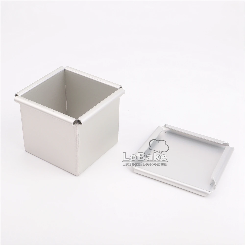 Mini 7*7*7 см 3D квадратной формы гладкая из анодированного алюминия хлеб контейнер для тостов формы с крышкой сыр формочки для выпечки приспособление для выпечки