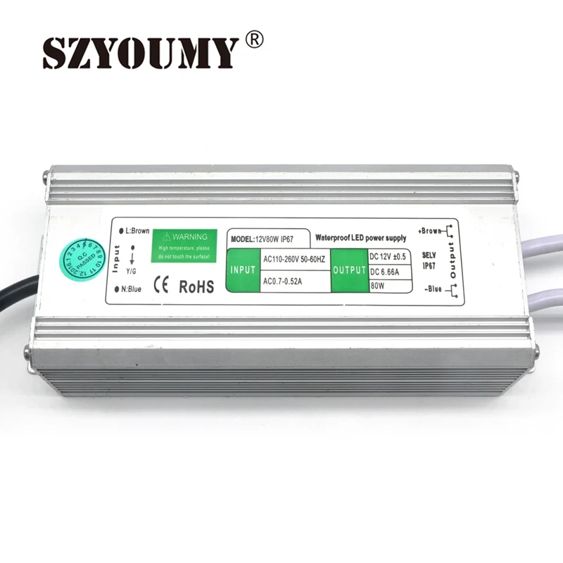 SZYOUMY DC 12 В 80 Вт 6 66 A Водонепроницаемый IP67 электронный светодиодный драйвер для