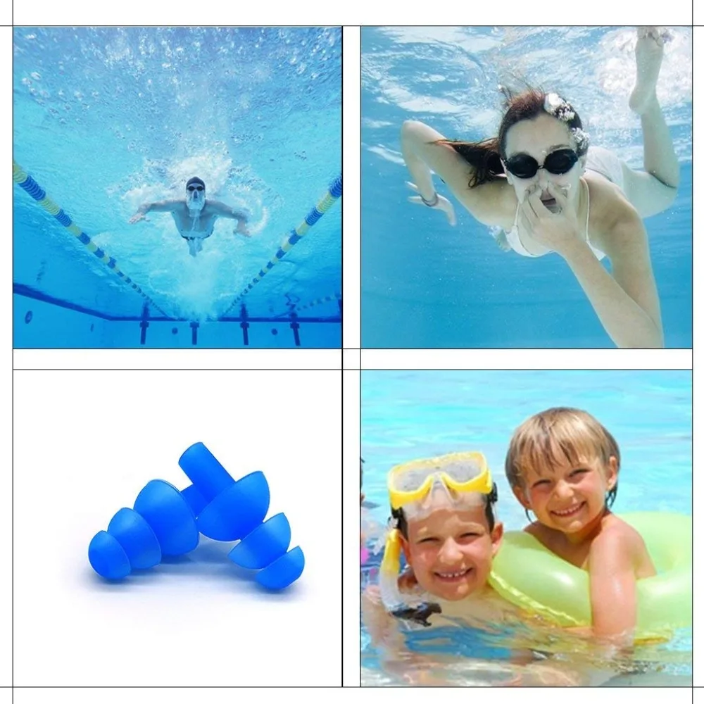 1 Pair Nose Clip Soft Ear Plugs Environmental Silicone Waterproof Dust-Proof Earplugs Diving Water Sports Swimming Accessories