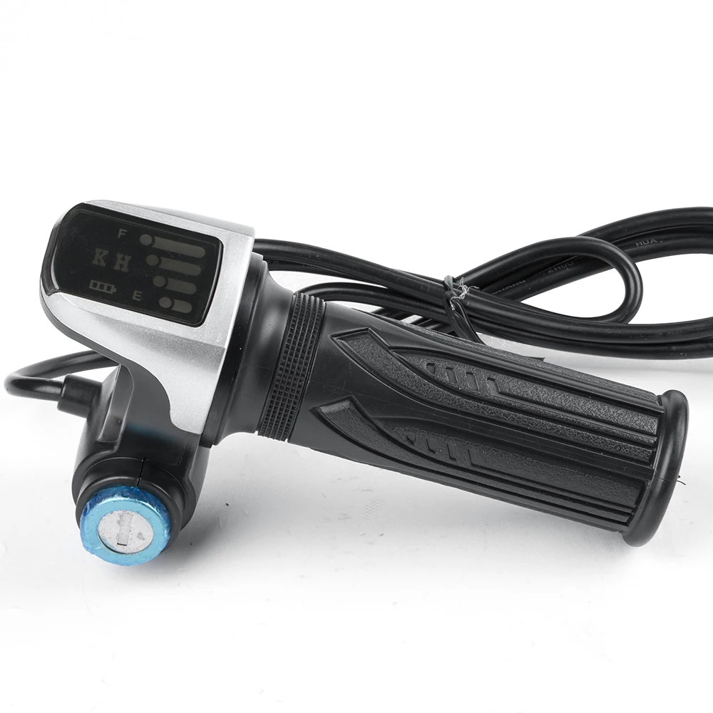 WPHMOTO Universal 36V Twist Throttle Grips Electric Key Lock Power Indicator E Bike Scooter 