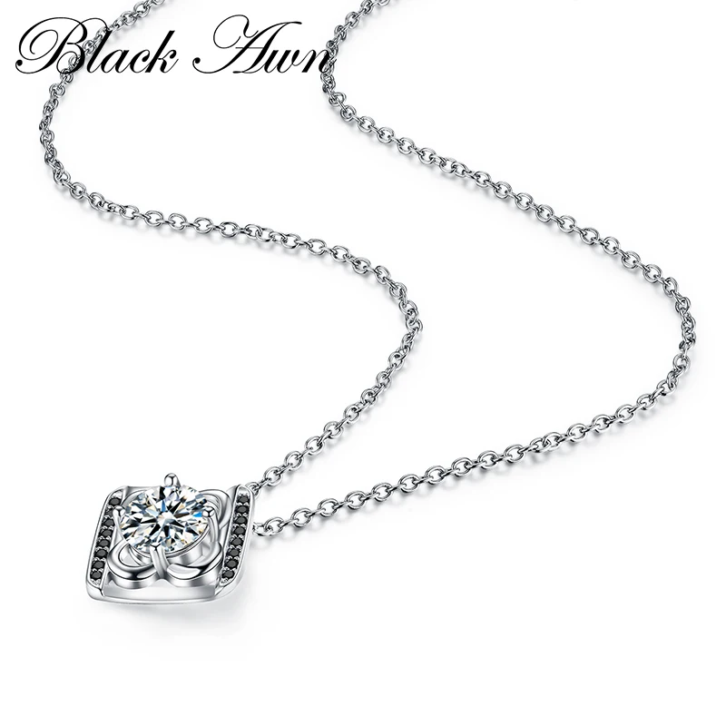 [BLACK AWN] подлинное ожерелье из стерлингового серебра 925 пробы для женщин цветок женское Стерлинговое Серебро ювелирное ожерелье s Подвески P031
