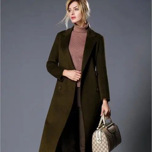 Army Slim red Cachemire Double Chaud Laine Femmes 2018 Nouvelles Longue Green En Fit À Boutonnage Pardessus Face Hiver Extérieure Section De Veste Manteau Lady wpPgnHAW1q