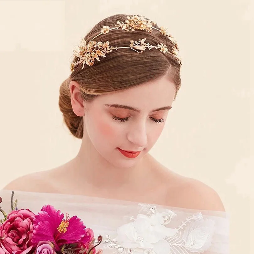 2017 New Vintage Gold Tiara Headband Baroque Crown Dress Tiaras Luxury
