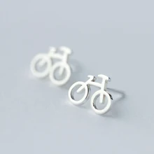 Твердые 925 пробы серебряные мини-велосипед серьги-гвоздики для женщин девушек модные очаровательные серьги ювелирные изделия(SE410