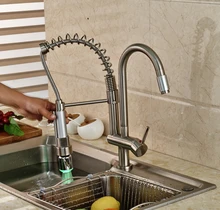 На бортике Матовый Никель Весной Кухонный Кран Горячей Продажи Поворотным Изливом Сосуд Раковина Смеситель Горячей и Холодной Воды