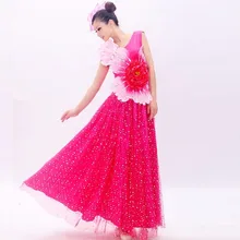 Новые женские поэтический большие качели красный пион современный Танцы цельнокроеное платье пайетки Вышивка хора Китайская народная Танцы костюмы