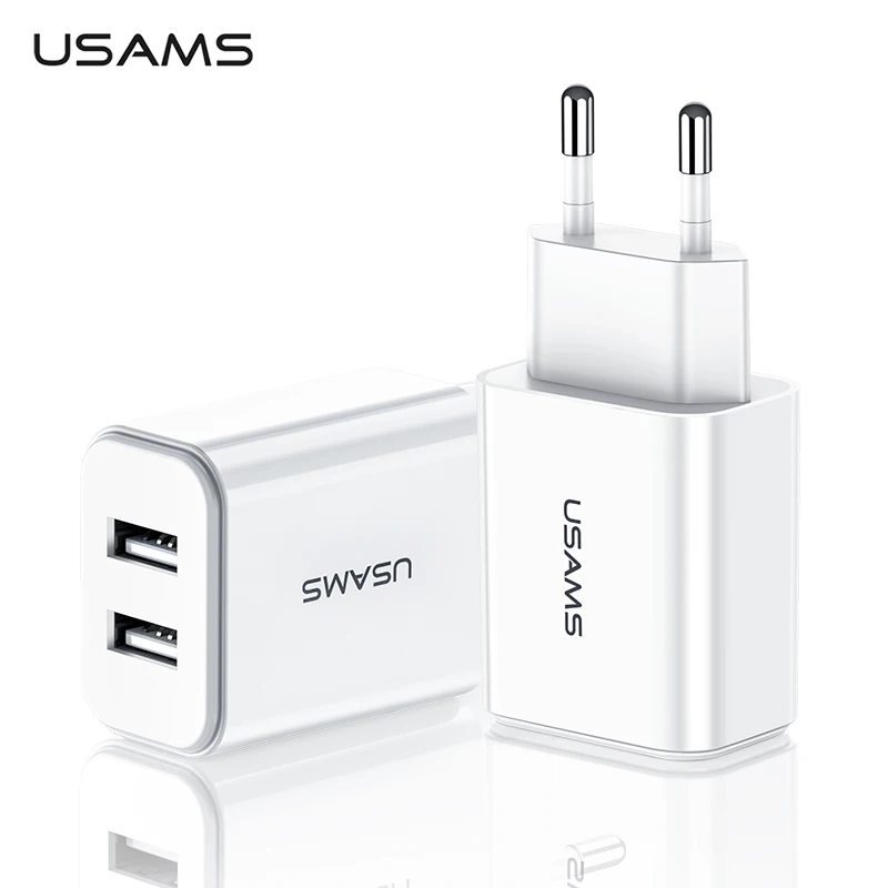 Двойное USB зарядное устройство USAMS 2.1A Быстрая Зарядка адаптер мобильного