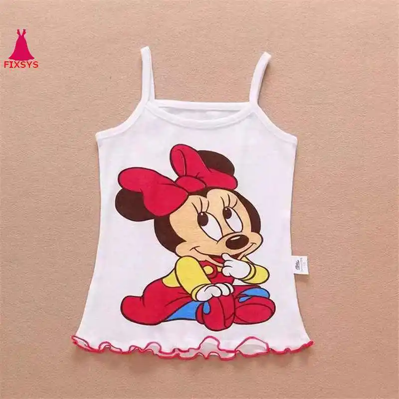 

New Baby Girls Summer Minnie Hello kitty Cartoon Tops Children Tshirts Girls Sleeveless T-shirts Kids Wear Clothing Shirt 6M-3T