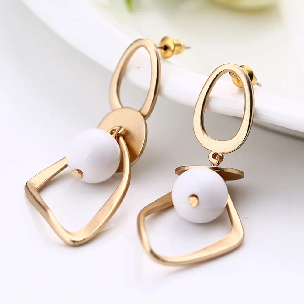 

Fashion Jewelry Geometric Drop Earrings Trendy Earrings Simple Personality Long-Style Champagne gold Color Earrings For Lady