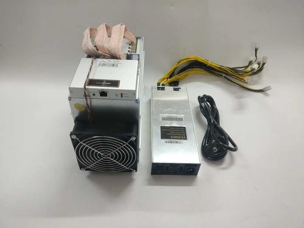 Б/у AntMiner T9+ 10,5 T Биткоин Майнер(с питанием) Asic Майнер новейший 16nm Btc BCH Майнер Биткоин Майнер YUNHUI