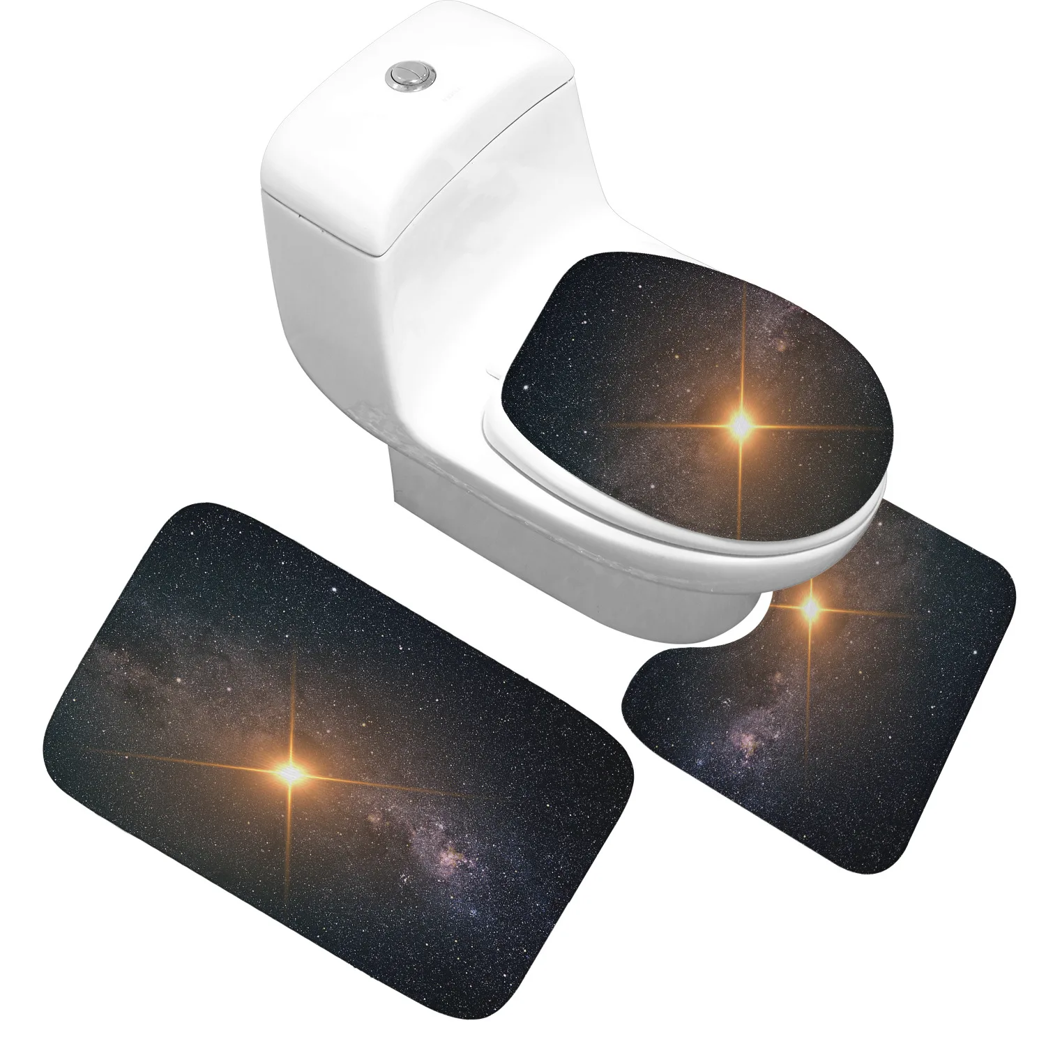 

Fantasy Starry Sky Bathroom Mat Set 3 Pcs Bath Rug Toilet Mat High Quality Flannel Water Absorbent Bath Mat Non-slip Bath Carpet