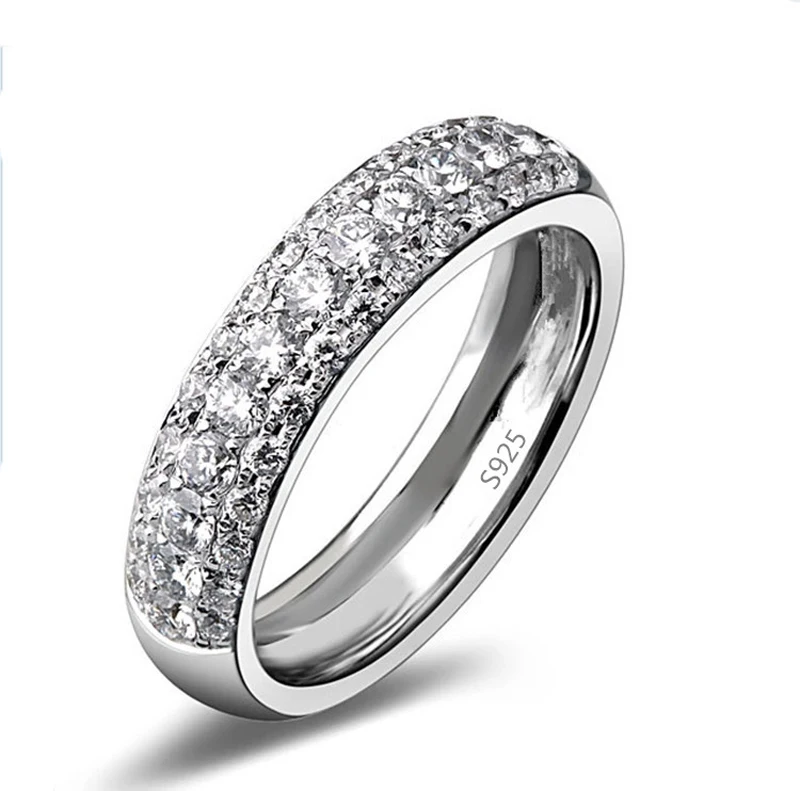 Высокое Качество, Модные 925 Пробы Кольца серебряного цвета для мужчин, кубический циркон, кристалл, свадебное кольцо на палец для женщин, бижутерия